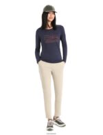 Icebreaker Women Merino Central Classic Long Sleeve T-Shirt Sunset Z04NXR850 Clothing Midnight Navy - Image 3