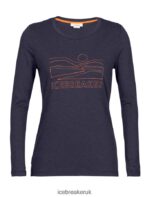 Icebreaker Women Merino Central Classic Long Sleeve T-Shirt Sunset Z04NXR850 Clothing Midnight Navy - Image 6