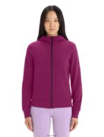 Icebreaker Women Merino Central Classic Long Sleeve Zip Hoodie Z04NXR702 Clothing Go Berry