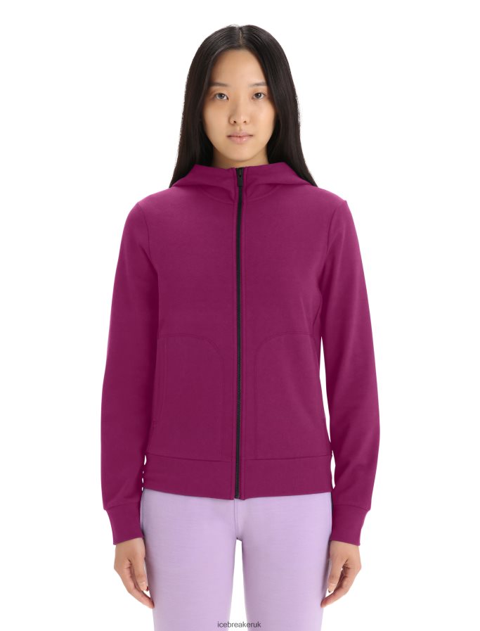 Icebreaker Women Merino Central Classic Long Sleeve Zip Hoodie Z04NXR702 Clothing Go Berry - Image 1