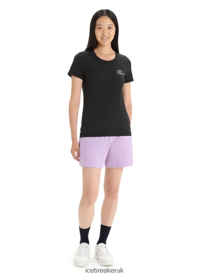 Icebreaker Women Merino Central Classic Short Sleeve T-Shirt Caravan Life Z04NXR662 Clothing Black - Image 3