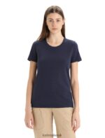 Icebreaker Women Merino Central Classic Short Sleeve T-Shirt Z04NXR653 Clothing Midnight Navy