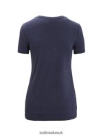 Icebreaker Women Merino Central Classic Short Sleeve T-Shirt Z04NXR653 Clothing Midnight Navy - Image 6
