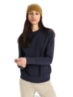 Icebreaker Women Merino Central II Long Sleeve Sweatshirt Z04NXR704 Clothing Midnight Navy