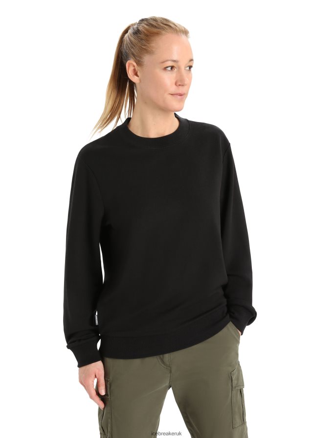 icebreaker_women_merino_crush_long_sleeve_sweatshirt_z04nxr707_clothing_black.jpg Icebreaker Women Merino Crush Long Sleeve Sweatshirt Z04NXR707 Clothing Black - Image 1