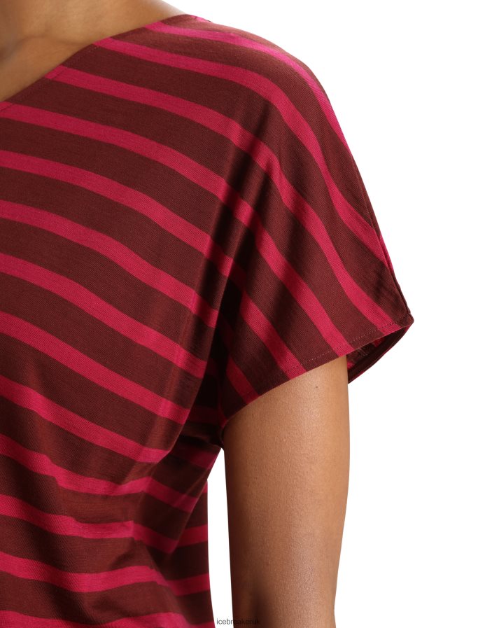 Icebreaker Women Merino Drayden Reversible Short Sleeve Top Stripe Z04NXR848 Clothing Espresso/Cherry - Image 5