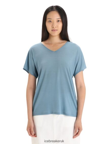Icebreaker Women Merino Drayden Reversible Short Sleeve Top Z04NXR675 Clothing Astral Blue