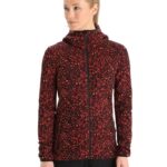 Icebreaker Women Merino Elemental Long Sleeve Zip Hood Lichen Jacket Z04NXR889 Clothing Black/Cherry
