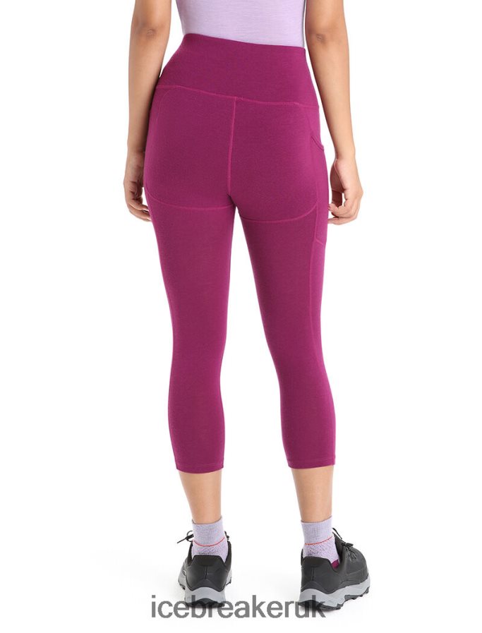 Icebreaker Women Merino Fastray High Rise 3/4 Tights Z04NXR738 Clothing Go Berry - Image 2