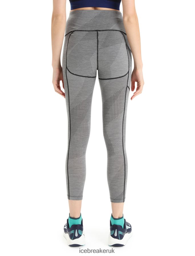 Icebreaker Women Merino Fastray High Rise Tights Gridlines Z04NXR749 Clothing Metro Heather/Black - Image 2