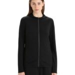 Icebreaker Women Merino Granary Long Sleeve Zip Hoodie Z04NXR716 Clothing Black