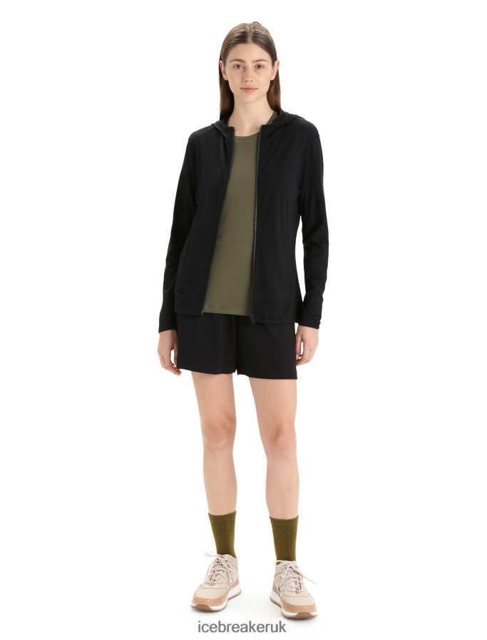 Icebreaker Women Merino Granary Long Sleeve Zip Hoodie Z04NXR716 Clothing Black - Image 3