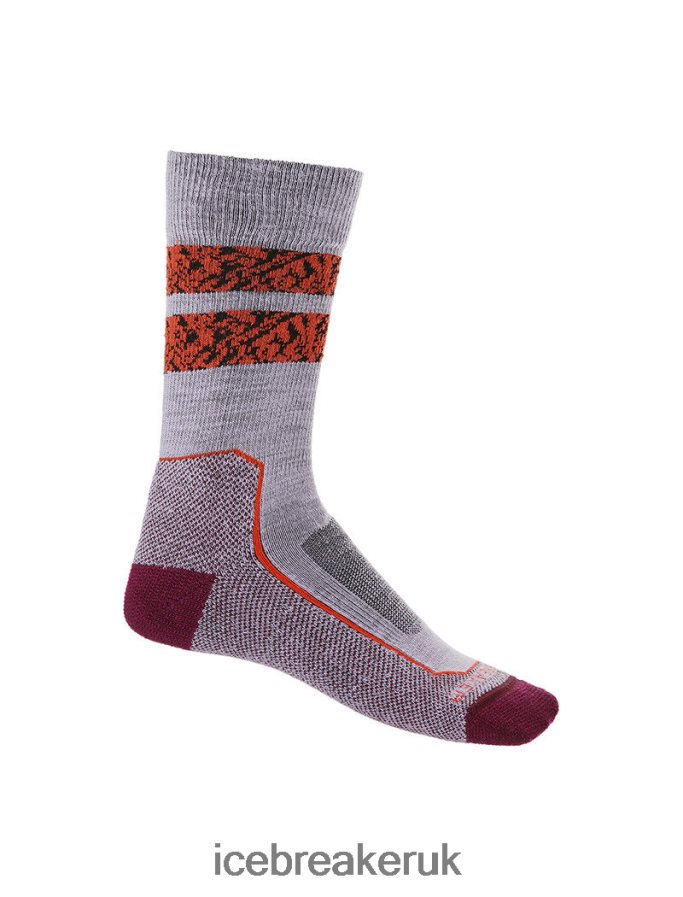 Icebreaker Women Merino Hike+ Light Crew Socks Natural Summit Z04NXR786 Accessories Purple Gaze/Go Berry - Image 1