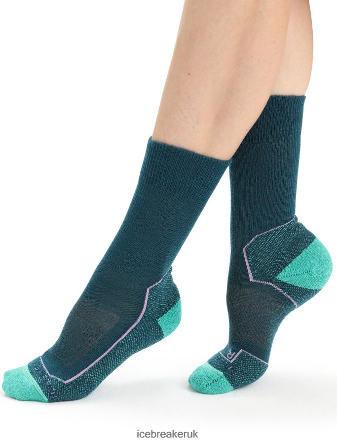 Icebreaker Women Merino Hike+ Light Crew Socks Z04NXR783 Accessories Green Glory/Fresh - Image 1