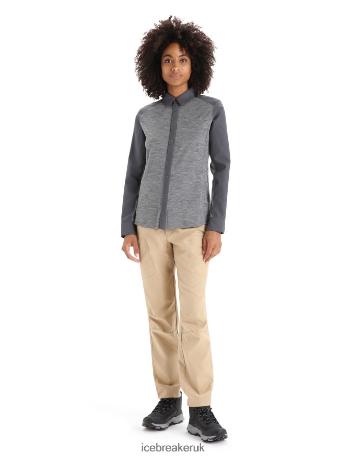 Icebreaker Women Merino Hike Long Sleeve Top Z04NXR693 Clothing Gritstone Heather/Monsoon - Image 2