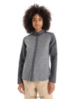 Icebreaker Women Merino Hike Long Sleeve Top Z04NXR693 Clothing Gritstone Heather/Monsoon
