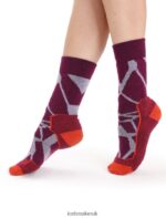 Icebreaker Women Merino Hike+ Medium Crew Socks Fractured Landscapes Z04NXR775 Accessories Purple Gaze/Go Berry