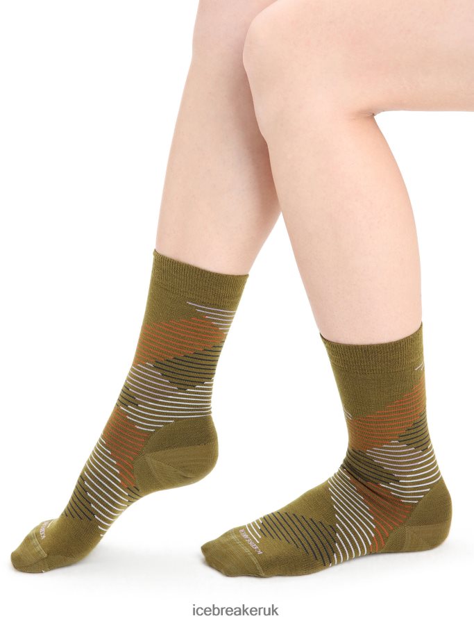 Icebreaker Women Merino Lifestyle Fine Gauge Crew Socks Dashes Z04NXR765 Accessories Algae/Purple Haze - Image 1