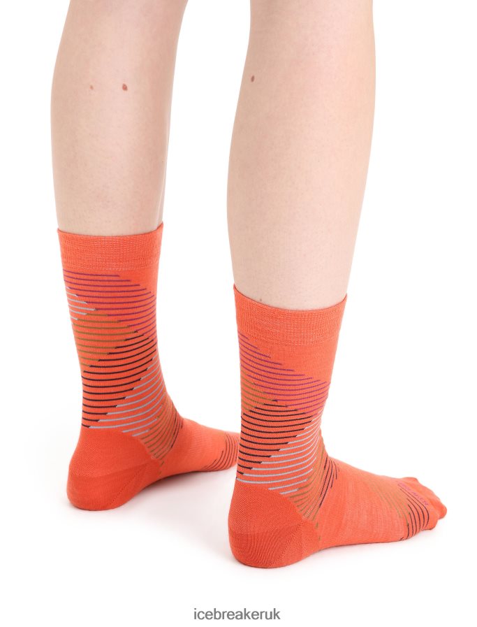 Icebreaker Women Merino Lifestyle Fine Gauge Crew Socks Dashes Z04NXR766 Accessories Vibrant Earth Heather/Go Berry - Image 2