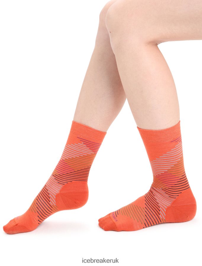 Icebreaker Women Merino Lifestyle Fine Gauge Crew Socks Dashes Z04NXR766 Accessories Vibrant Earth Heather/Go Berry - Image 1