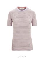 Icebreaker Women Merino Linen Short Sleeve T-Shirt Stripe Z04NXR643 Clothing Purple Gaze/Algae - Image 5