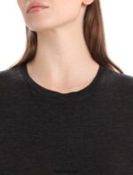 Icebreaker Women Merino Linen Short Sleeve T-Shirt Z04NXR674 Clothing Black - Image 4