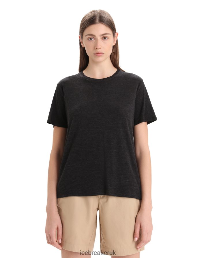 icebreaker_women_merino_linen_short_sleeve_t_shirt_z04nxr674_clothing_black.jpg Icebreaker Women Merino Linen Short Sleeve T-Shirt Z04NXR674 Clothing Black - Image 1