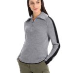 Icebreaker Women Merino Lodge Long Sleeve Half Zip Sweater Z04NXR725 Clothing Gritstone Heather/Black