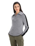 Icebreaker Women Merino Lodge Long Sleeve Half Zip Sweater Z04NXR725 Clothing Gritstone Heather/Black