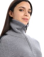 Icebreaker Women Merino Lodge Long Sleeve Half Zip Sweater Z04NXR725 Clothing Gritstone Heather/Black - Image 4