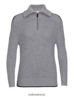 Icebreaker Women Merino Lodge Long Sleeve Half Zip Sweater Z04NXR725 Clothing Gritstone Heather/Black - Image 7