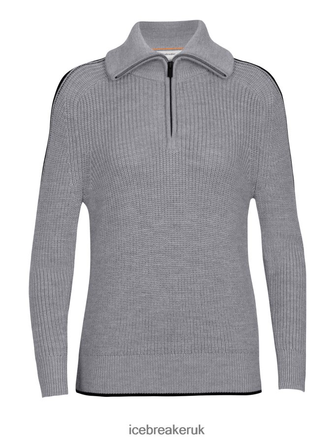 Icebreaker Women Merino Lodge Long Sleeve Half Zip Sweater Z04NXR725 Clothing Gritstone Heather/Black - Image 7