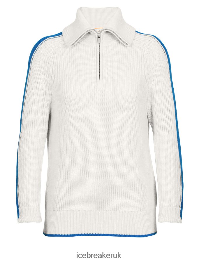 Icebreaker Women Merino Lodge Long Sleeve Half Zip Sweater Z04NXR838 Clothing Ecru Heather/Lazurite - Image 7