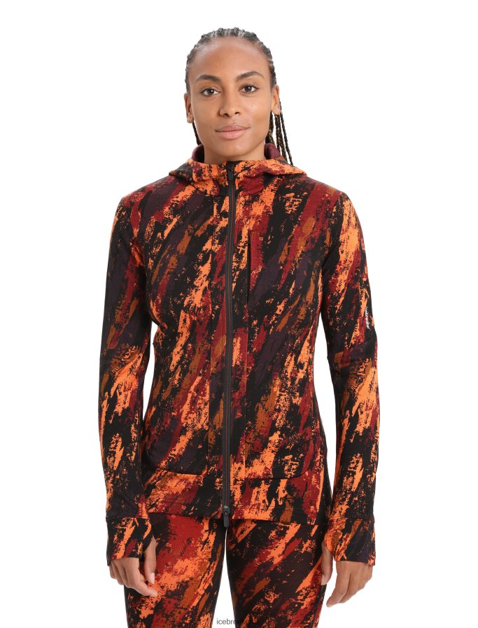 Icebreaker Women Merino Quantum III Long Sleeve Zip Hoodie Sedimentary Jacket Z04NXR861 Clothing Cherry/Flash - Image 1