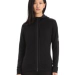 Icebreaker Women Merino Quantum III Long Sleeve Zip Hoodie Z04NXR697 Clothing Black