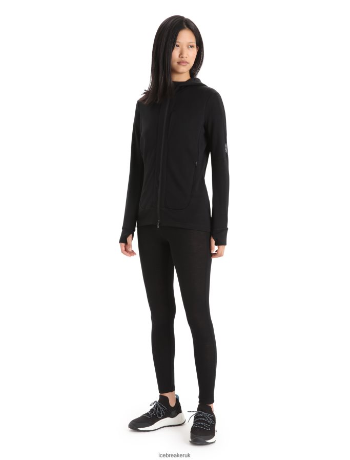 Icebreaker Women Merino Quantum III Long Sleeve Zip Hoodie Z04NXR697 Clothing Black - Image 3