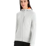 Icebreaker Women Merino Quantum III Long Sleeve Zip Hoodie Z04NXR897 Clothing Ether/Flash