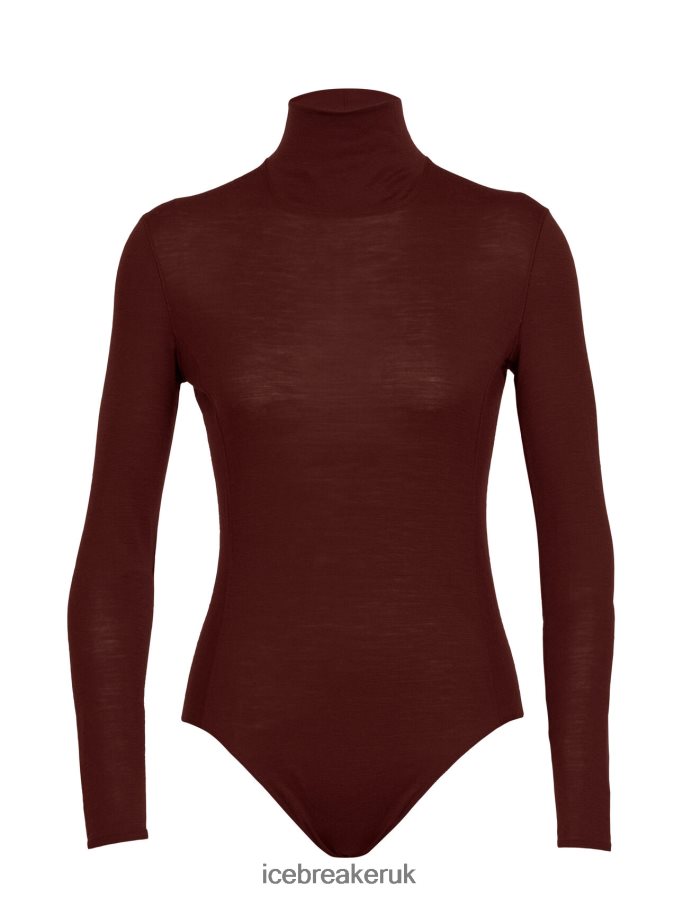 Icebreaker Women Merino Queens Long Sleeve High Neck Bodysuit Z04NXR915 Clothing Espresso - Image 6