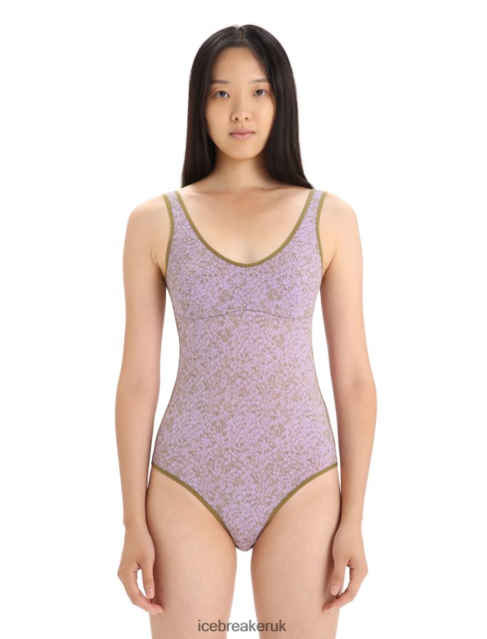 Icebreaker Women Merino Queens Tank Bodysuit Z04NXR545 Clothing Algae/Purple Haze - Image 1