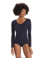 Icebreaker Women Merino Siren Long Sleeve Sweetheart Top Z04NXR552 Clothing Midnight Navy