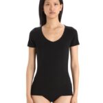 Icebreaker Women Merino Siren Short Sleeve Sweetheart Top Z04NXR539 Clothing Black
