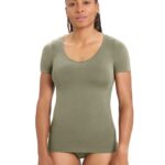 Icebreaker Women Merino Siren Short Sleeve Sweetheart Top Z04NXR540 Clothing Loden