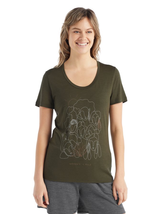 Icebreaker Women Merino Tech Lite II Short Sleeve Scoop T-Shirt Circle Z04NXR929 Clothing Loden - Image 1