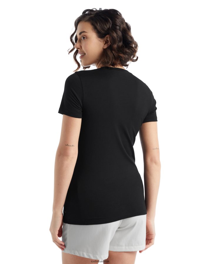 Icebreaker Women Merino Tech Lite II Short Sleeve Scoop T-Shirt Hill Sprint Z04NXR927 Clothing Black - Image 3