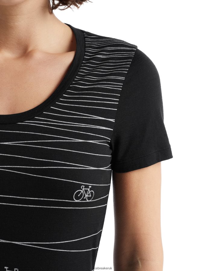 Icebreaker Women Merino Tech Lite II Short Sleeve Scoop T-Shirt Hill Sprint Z04NXR927 Clothing Black - Image 4