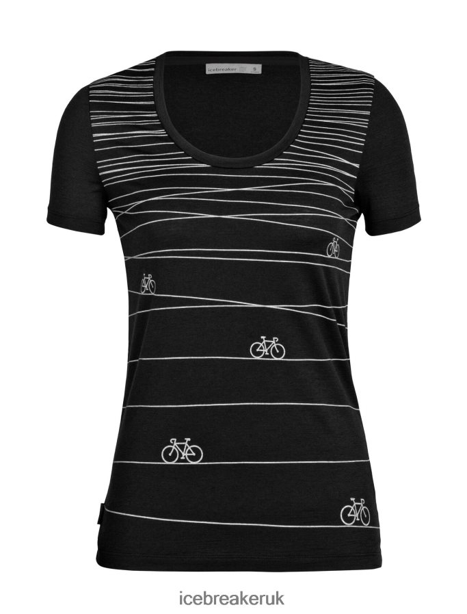 Icebreaker Women Merino Tech Lite II Short Sleeve Scoop T-Shirt Hill Sprint Z04NXR927 Clothing Black - Image 7