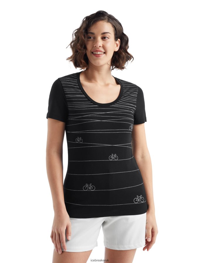 icebreaker_women_merino_tech_lite_ii_short_sleeve_scoop_t_shirt_hill_sprint_z04nxr927_clothing_black.jpg Icebreaker Women Merino Tech Lite II Short Sleeve Scoop T-Shirt Hill Sprint Z04NXR927 Clothing Black - Image 1