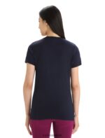 Icebreaker Women Merino Tech Lite II Short Sleeve Scoop T-Shirt Nature Celebration Z04NXR632 Clothing Midnight Navy - Image 2