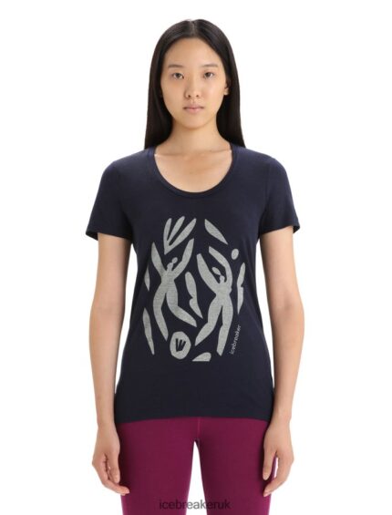Icebreaker Women Merino Tech Lite II Short Sleeve Scoop T-Shirt Nature Celebration Z04NXR632 Clothing Midnight Navy