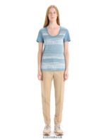 Icebreaker Women Merino Tech Lite II Short Sleeve Scoop T-Shirt Reflection Lines Z04NXR627 Clothing Astral Blue - Image 3